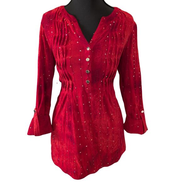 Cocomo Tops - Cocomo Y2K Babydoll Ruffle Top with Sequins | Women's M